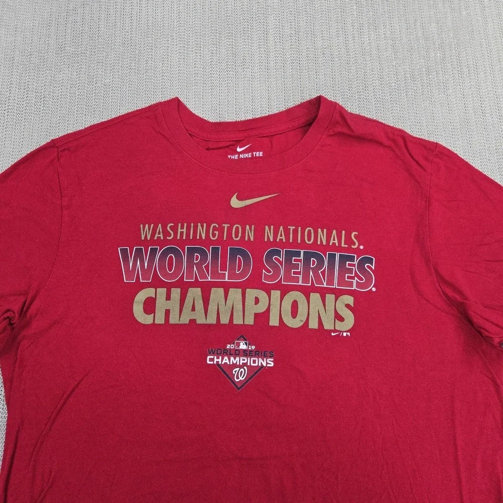 Nike Washington Nationals Shirt Mens Large Red MLB World‎ Series Champions